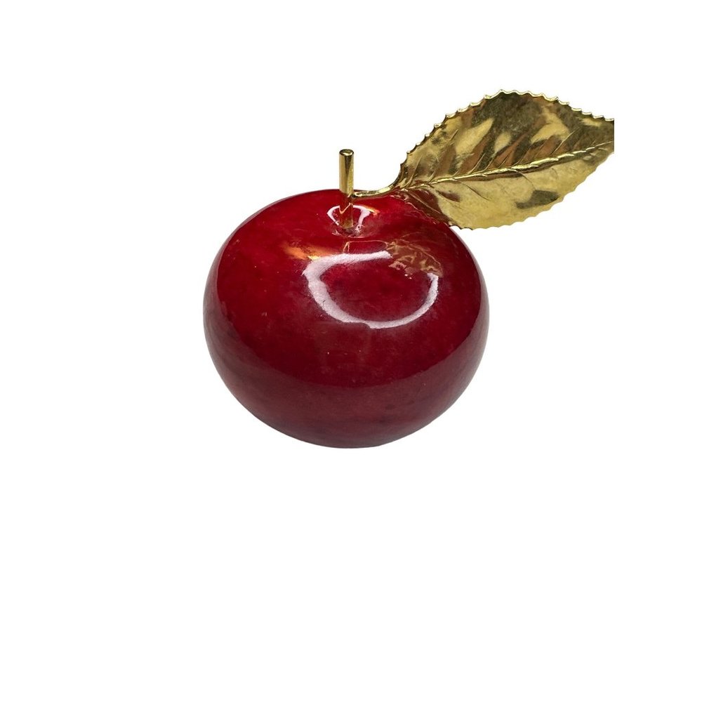 Red Alabaster Apple with Golden Leaf